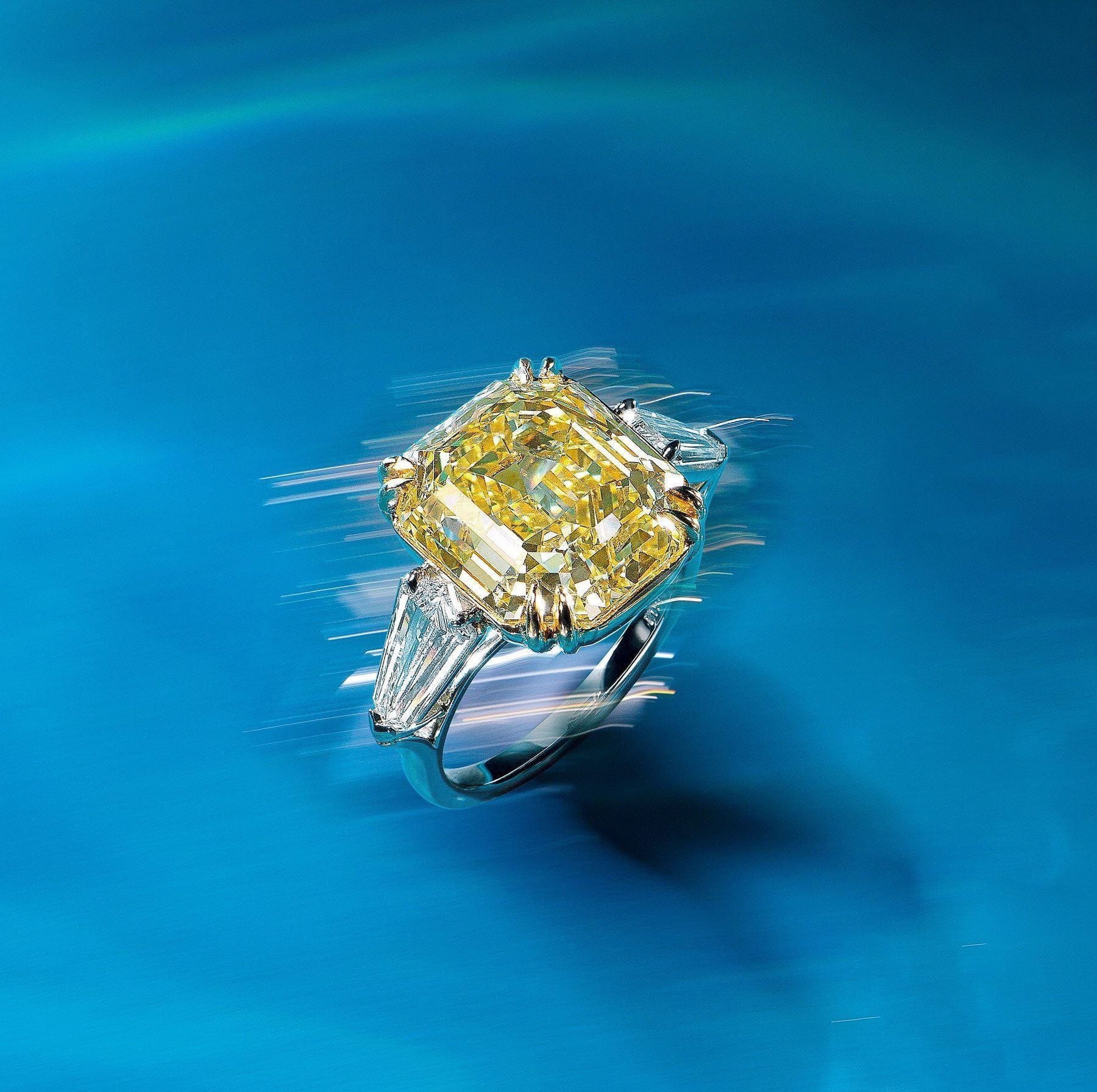 Natural Vivid Yellow Cushion Diamond Ring