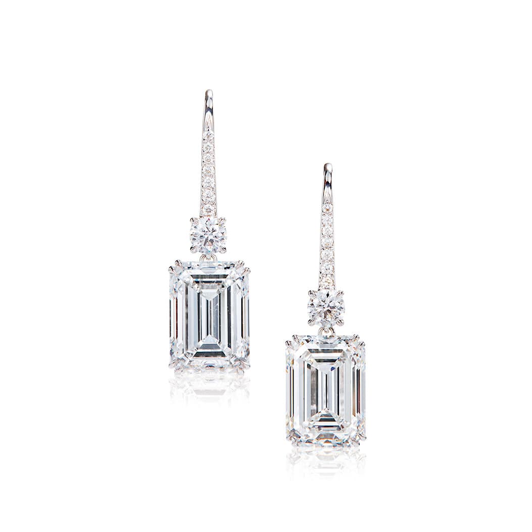 Emerald-Cut Diamond Drop Earrings